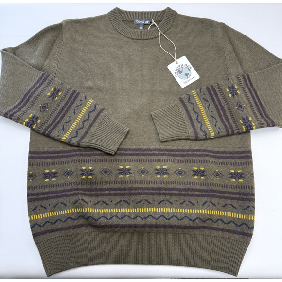 Toad&Co Cazadero Fair Isle Sweater Mens Size L Fir Green Non Mulesed Wool Blend‎ - Picture 2 of 6